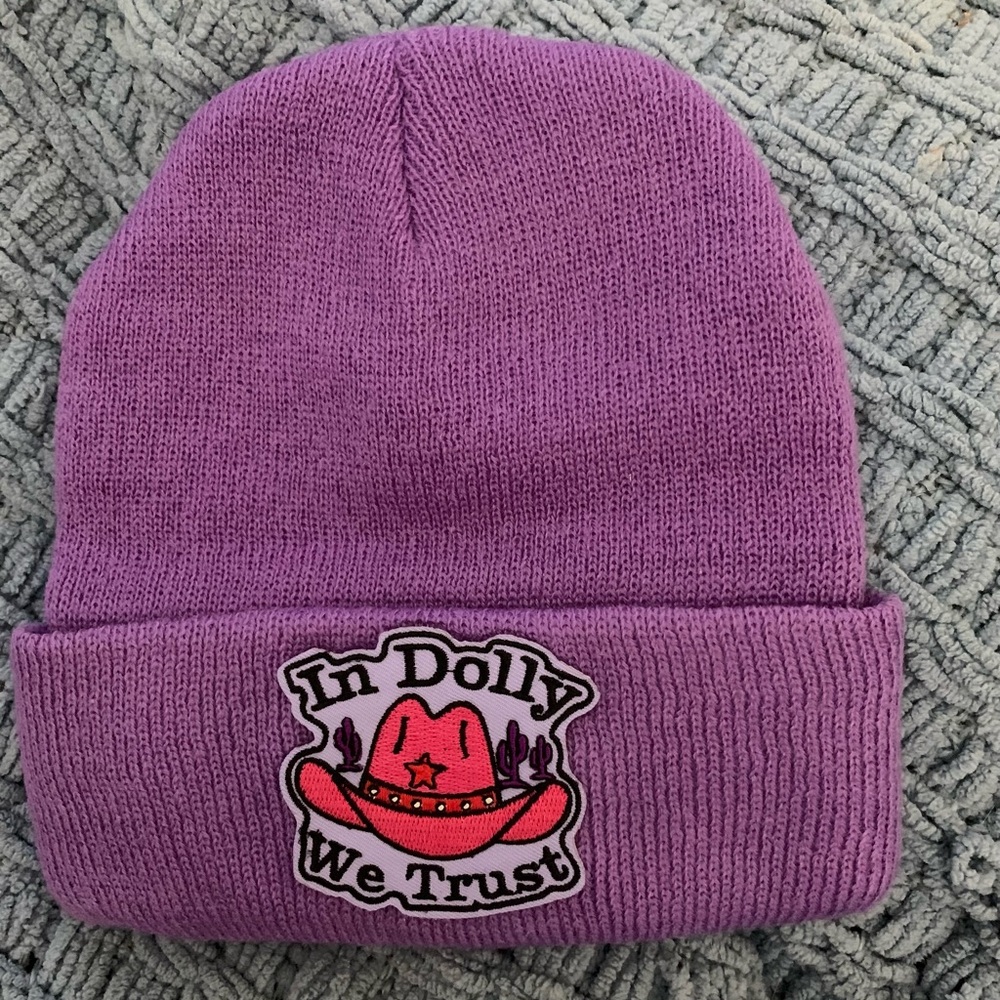 Purple Beanie with Western Patch